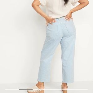 Extra High-Waisted Button-Fly Sky-Hi Straight Striped Jeans for Women